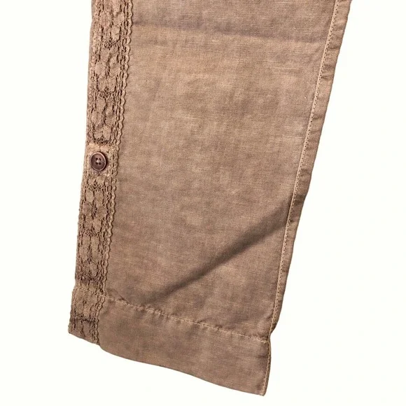 NWOT Sundance Organia Lace Pants Size 12 Linen Cotton Blnd Relaxed Fit Rose Dust - Picture 6 of 9
